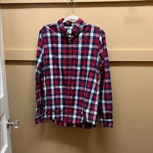 GAP Men's Red and Navy Checkered Shirt